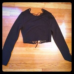 Black crop top with lace back
